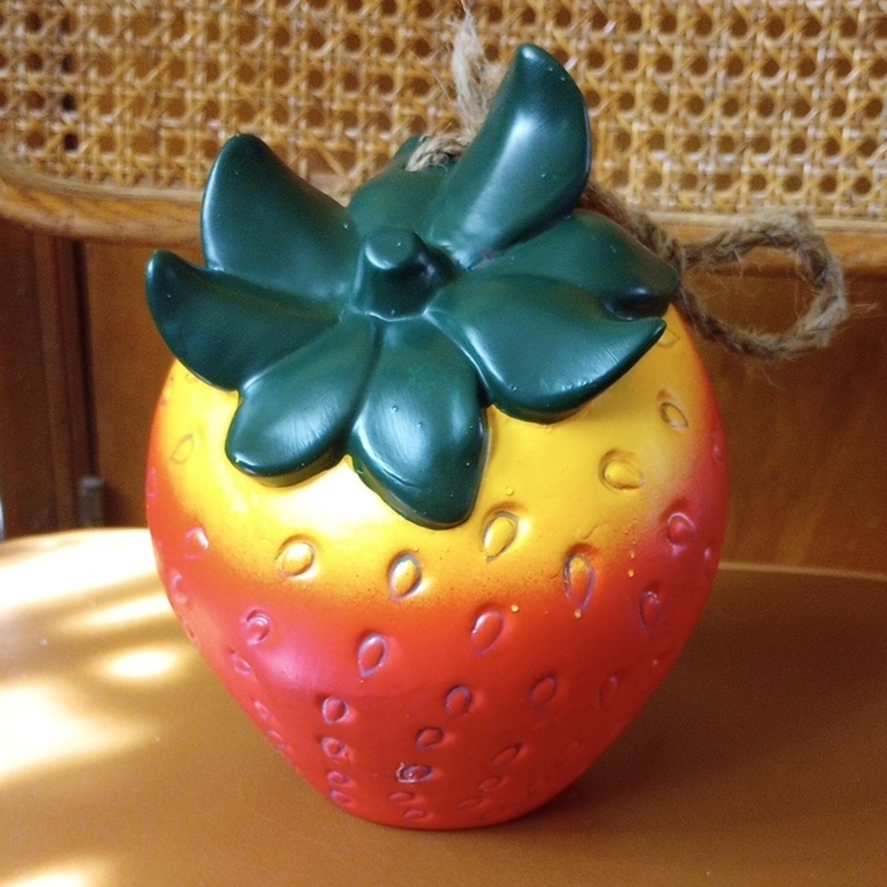Vintage Strawberry Pottery Bird House